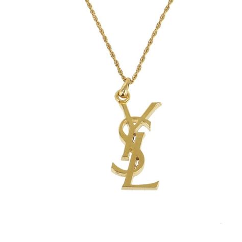 ysl logo necklace gold